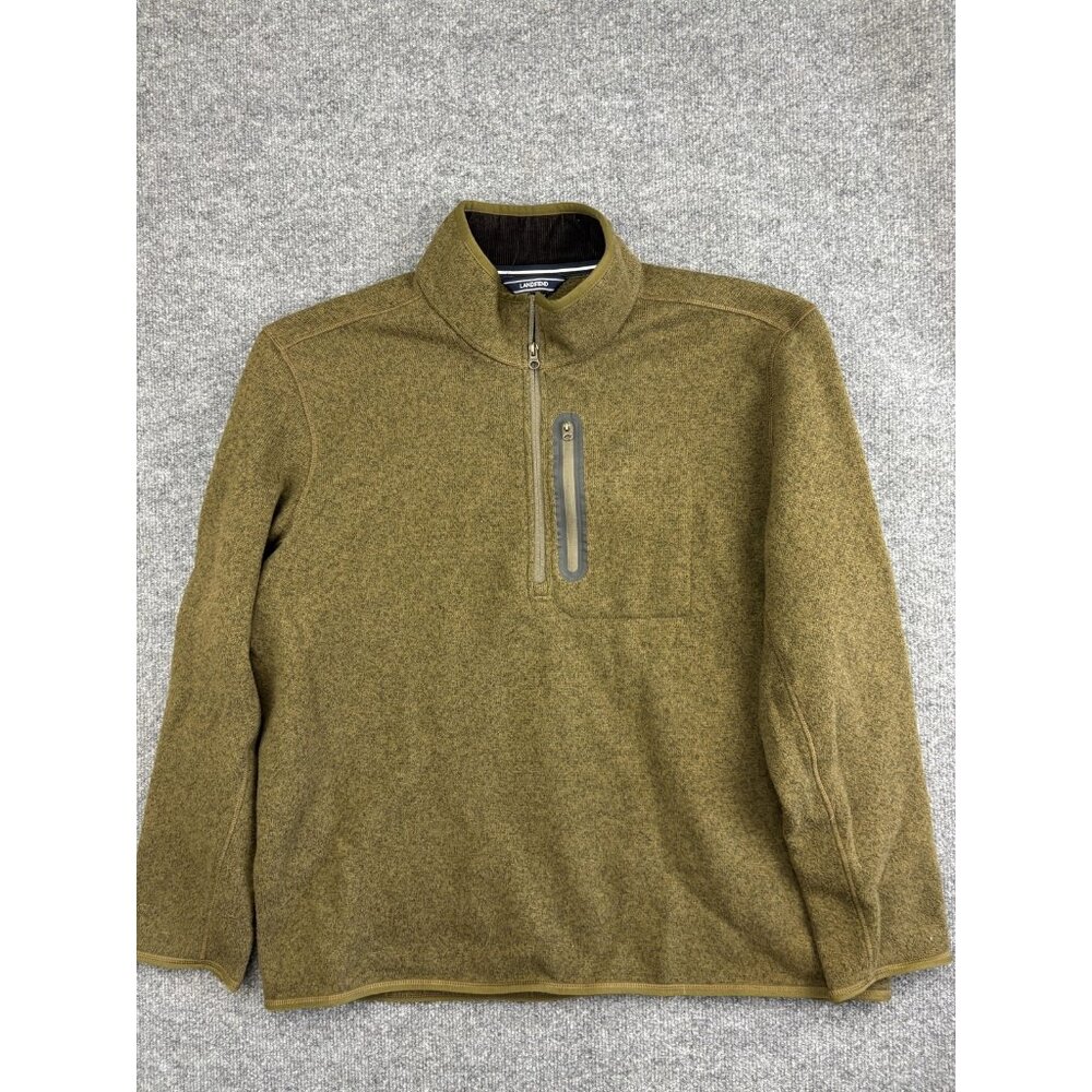 Lands End Sweater Mens XL Quarter Zip Pullover Wool Blend Outdoor Hiking Casual